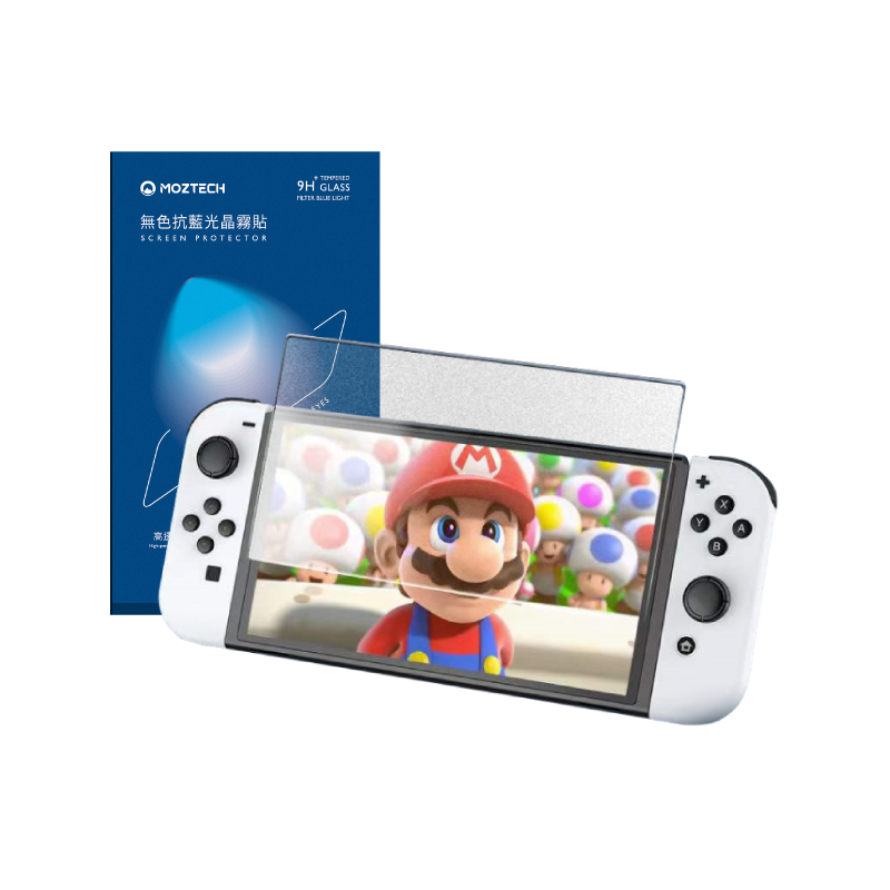 MOZTECH® Switch OLED 無色抗藍光晶霧貼 全透明抗藍光
