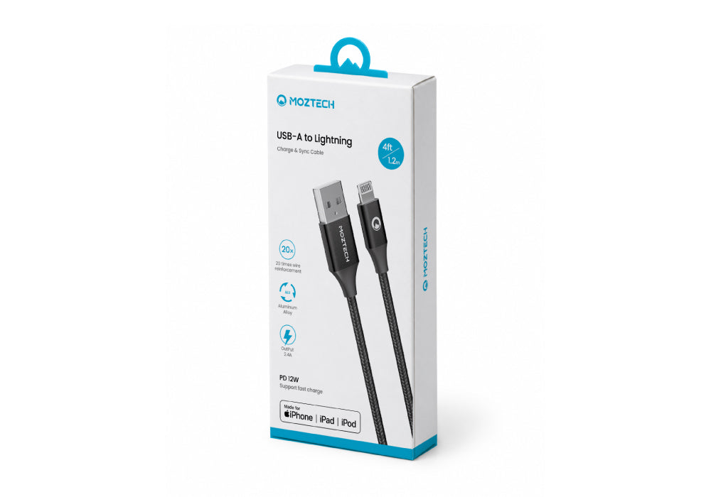 MOZTECH® USB-A to Lightning 編織傳輸充電線