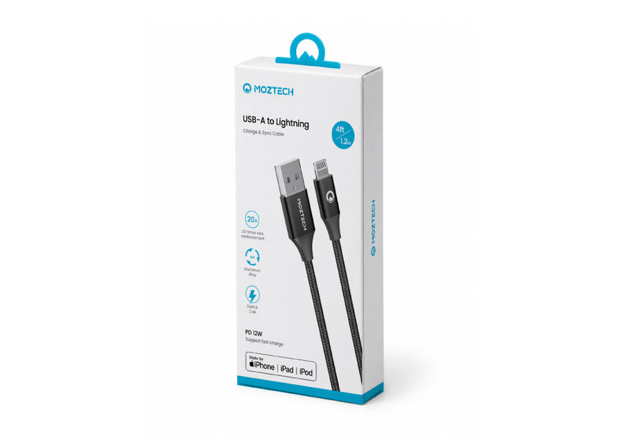 MOZTECH® USB-A to Lightning 編織傳輸充電線