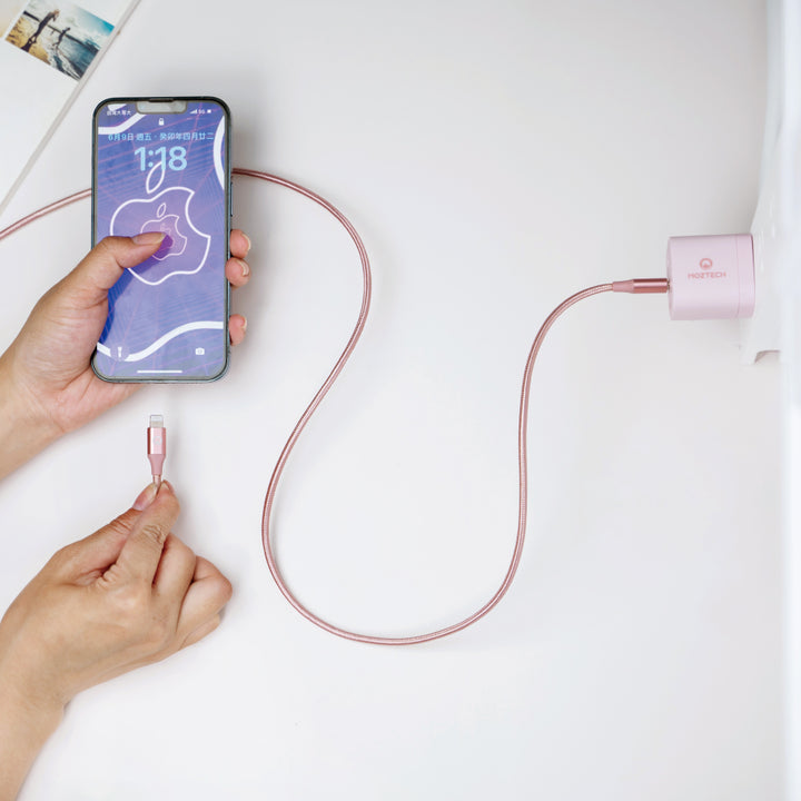 MOZTECH® USB-C to Lightning 編織傳輸充電線 蘋果MFi認證