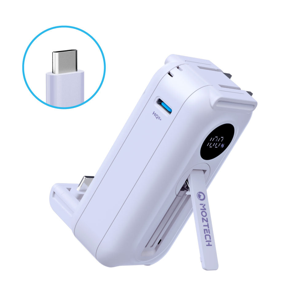 MOZTECH® 太空艙 輕巧多功能口袋行動電源(紫幽靈/煙青灰/櫻花粉/冰河白/紳士黑/海東藍/夏蒂綠)