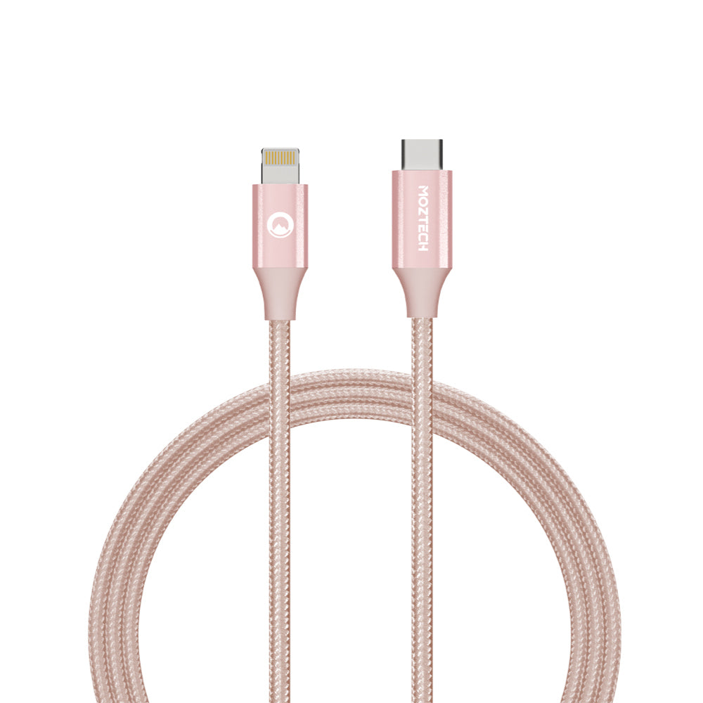 MOZTECH® USB-C to Lightning 編織傳輸充電線 蘋果MFi認證